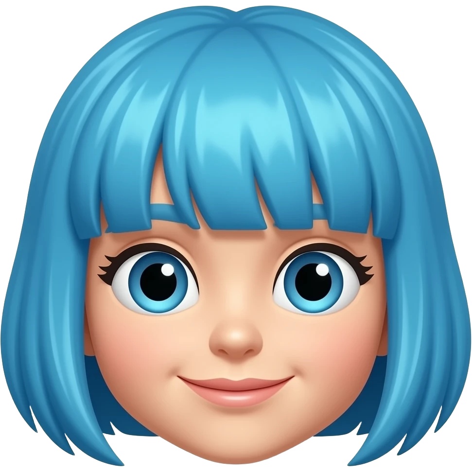 白底、蓝色假发 emoji