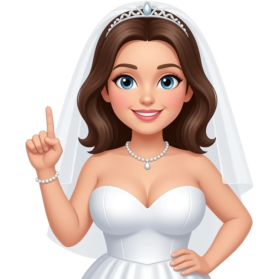 Girl with big boobs with a wedding dress and a dick in her hand emoji