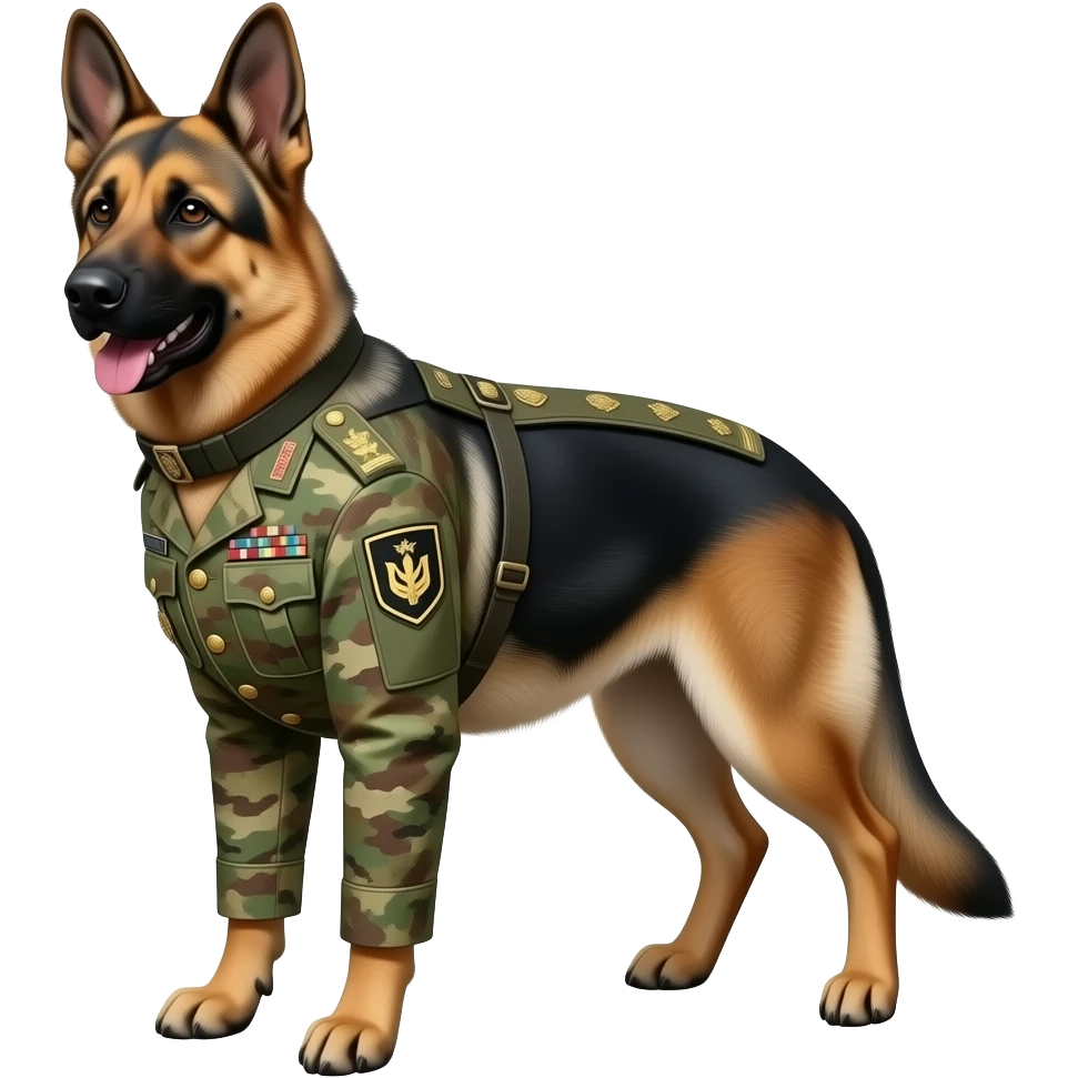 A German Shepherd wearing a full army general uniforms, highly detailed ...