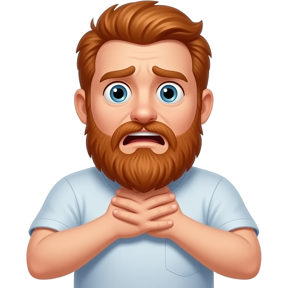 Choke scared man with long red beard tshirt emoji