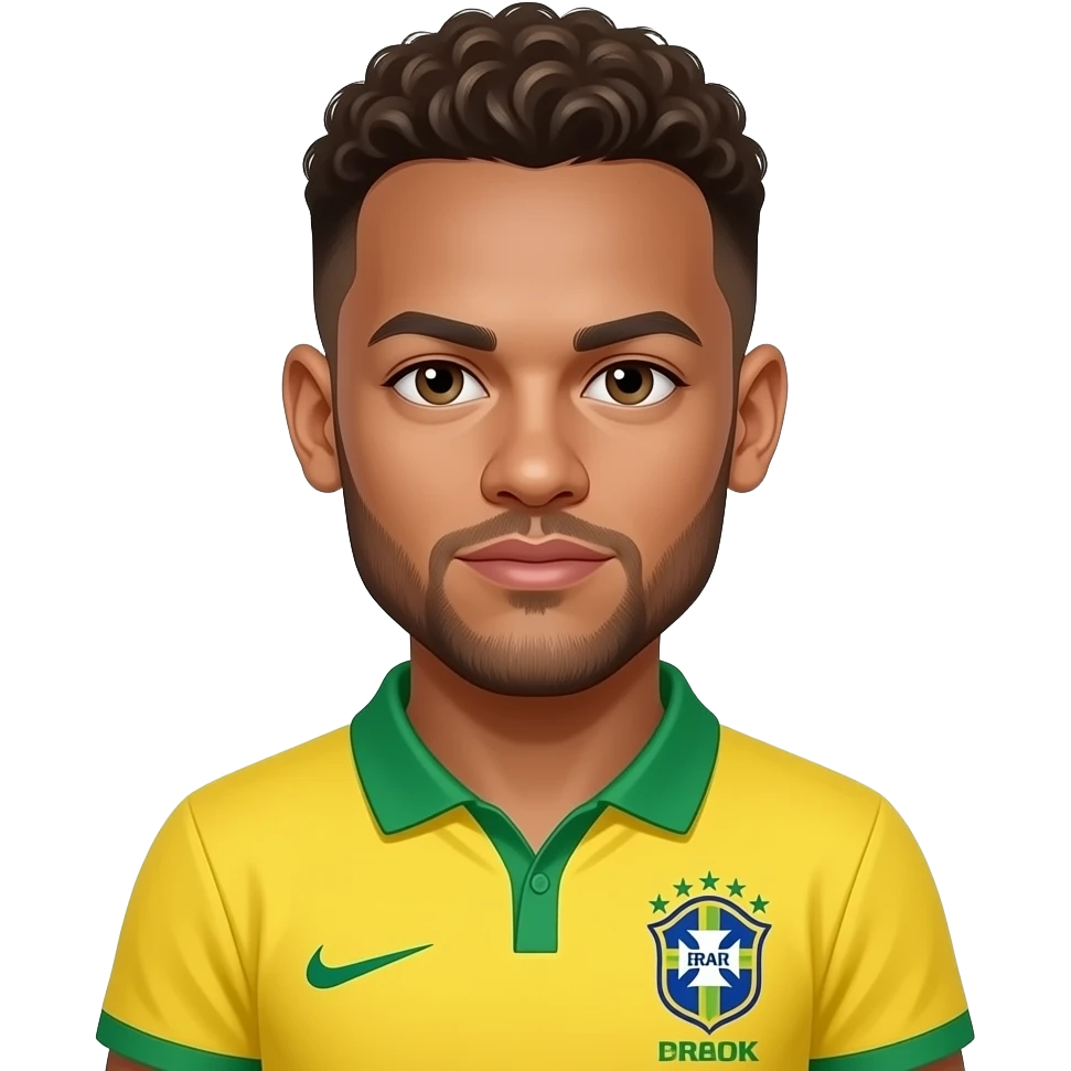 Neymar emoji, SAME Brazil jersey, chest-up, centered, 2 ❤️ randomly placed on shoulder and hair area, colorful puzzle style, no text. emoji