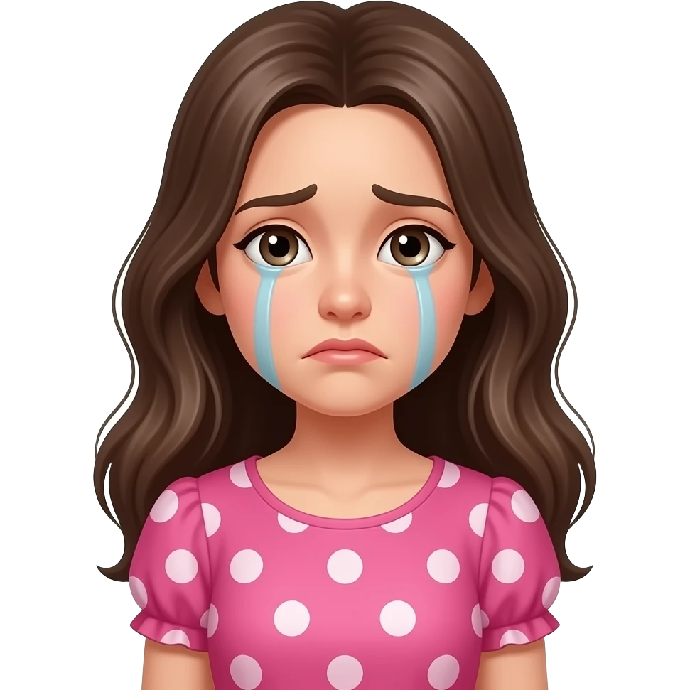 어글리걸 분홍색 땡땡이옷 슬픈얼굴 긴머리 emoji