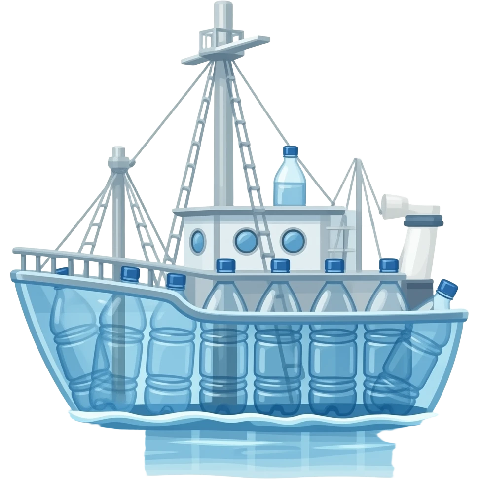 a boat made out of plastic bottles emoji