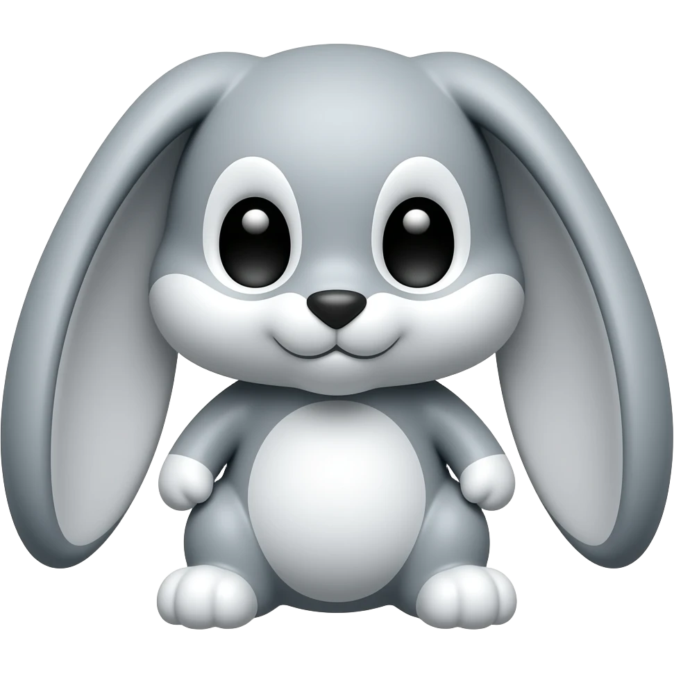 Grey and white bunny plush emoji