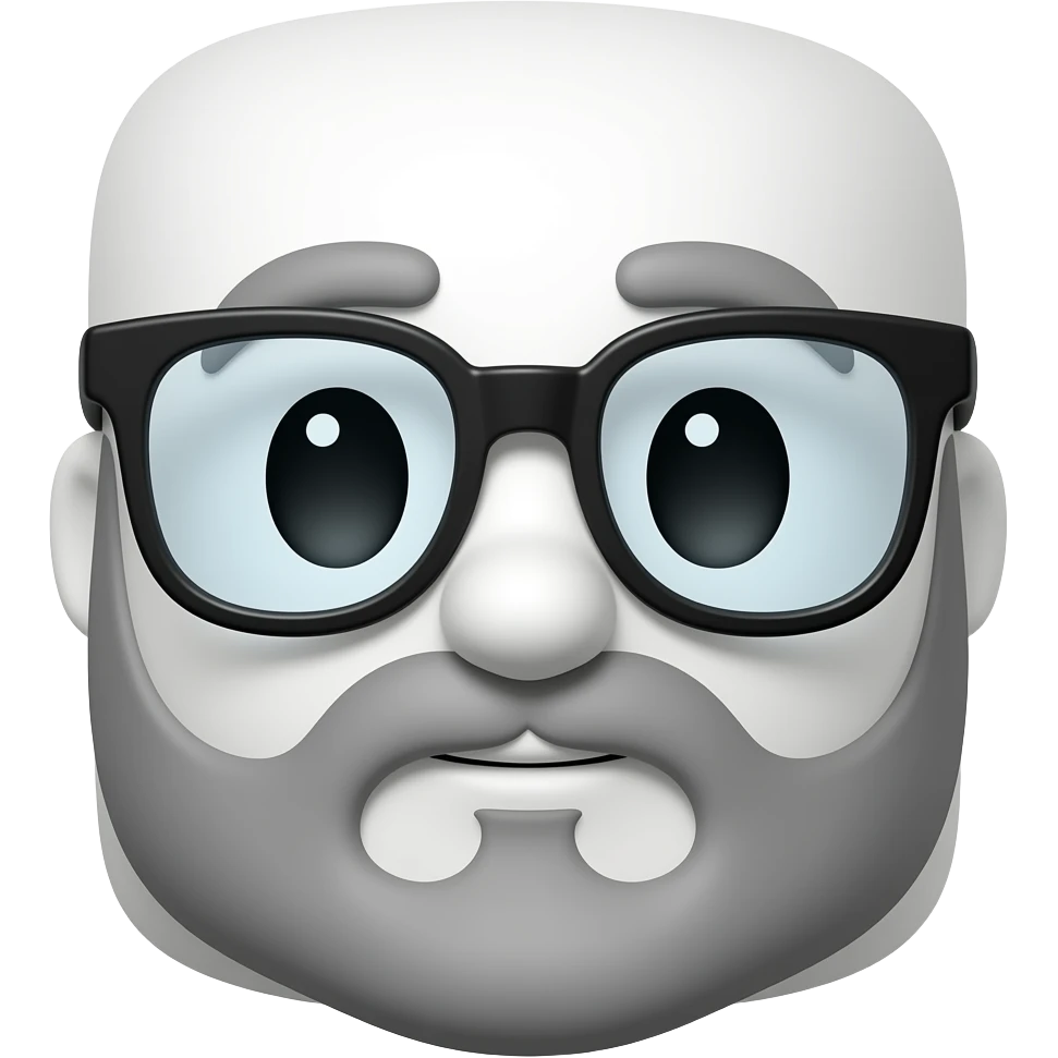 Generate an emoji of a marshmallow with glasses and a beard the image must have a transparent background emoji