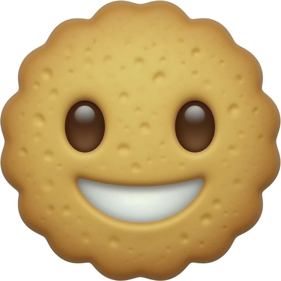 Cookie with white mouth and brown eyes emoji