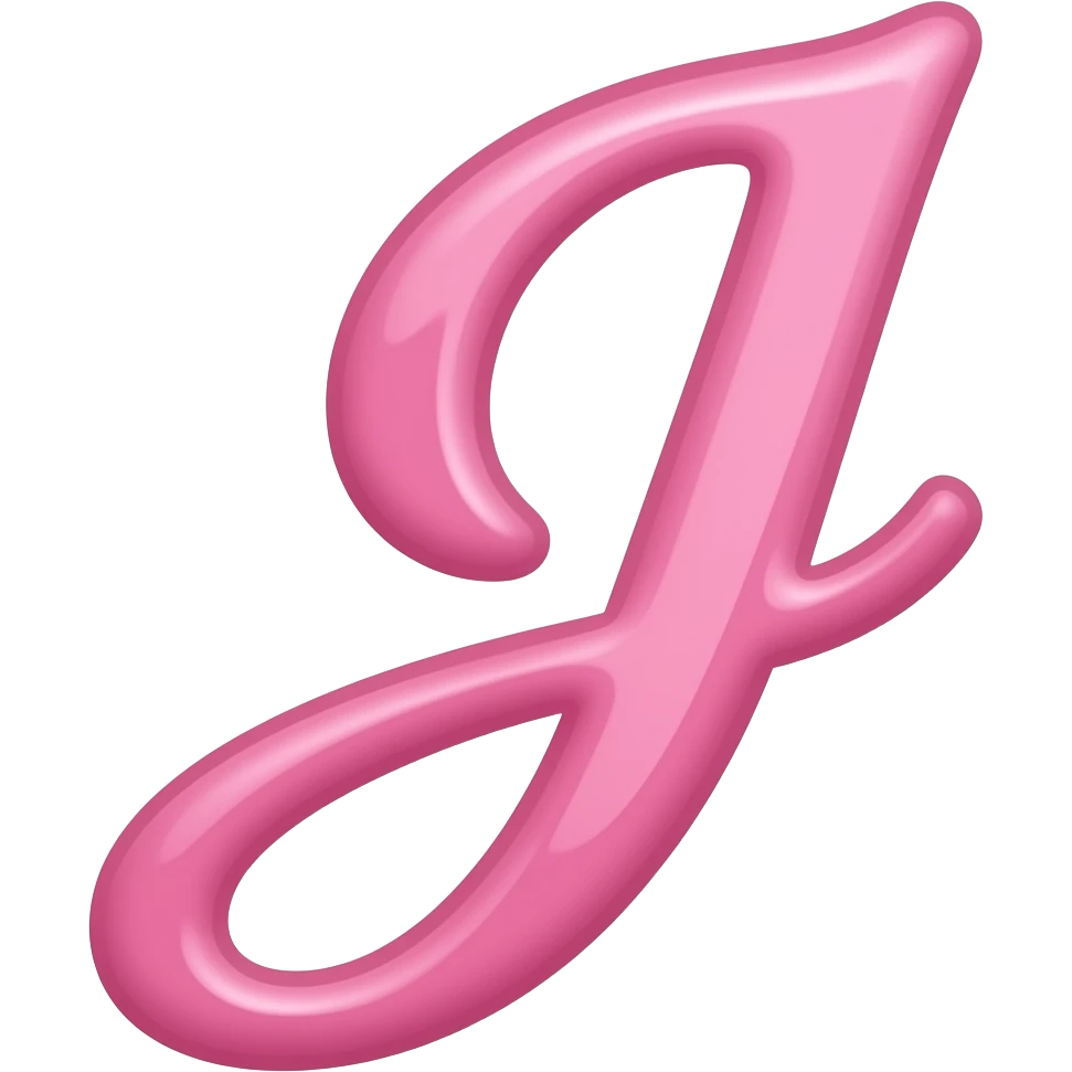 baby pink glossy letter uppercase Jelena in a cursive style emoji