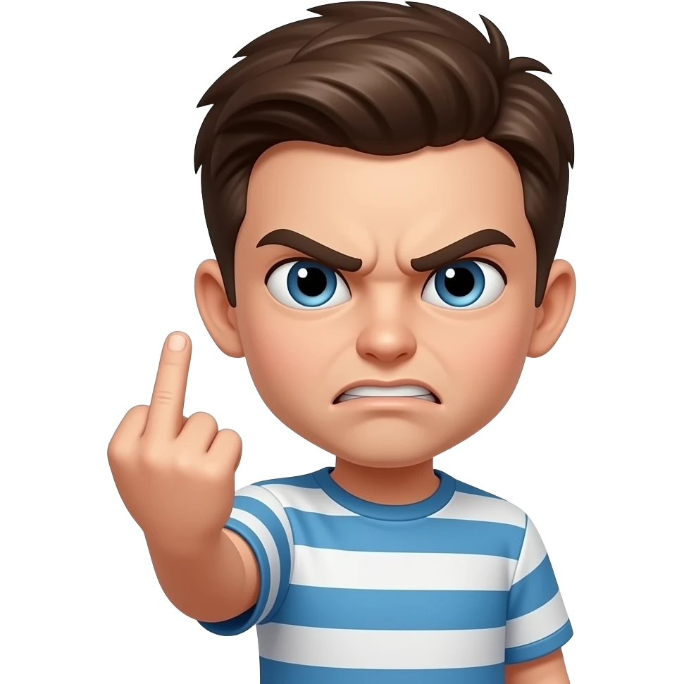 Garçon fâché qui fait un doigt d’honneur emoji