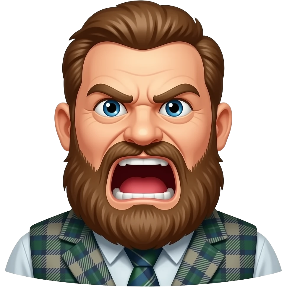 1. Big Tam the Angry Scottish Da
   Loud raging Scottish father figure who screams users awake. emoji