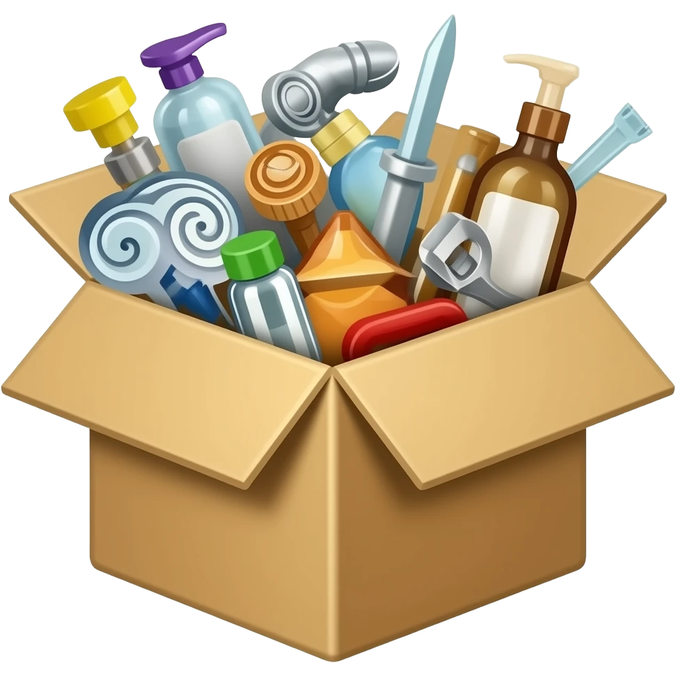open box with random household items inside emoji