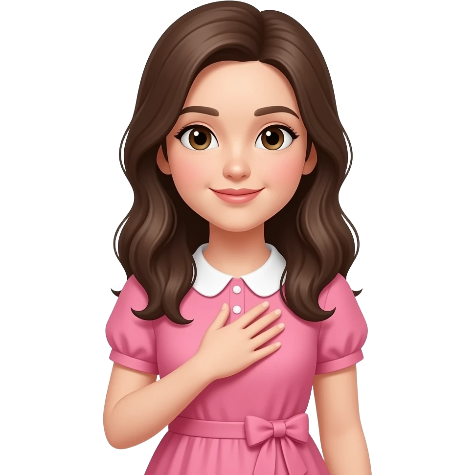 یه دختر ایستاده دست به سینه با لباس صورتی emoji