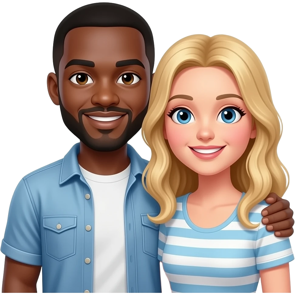 Bald black man reunited with his blonde girlfriend emoji
