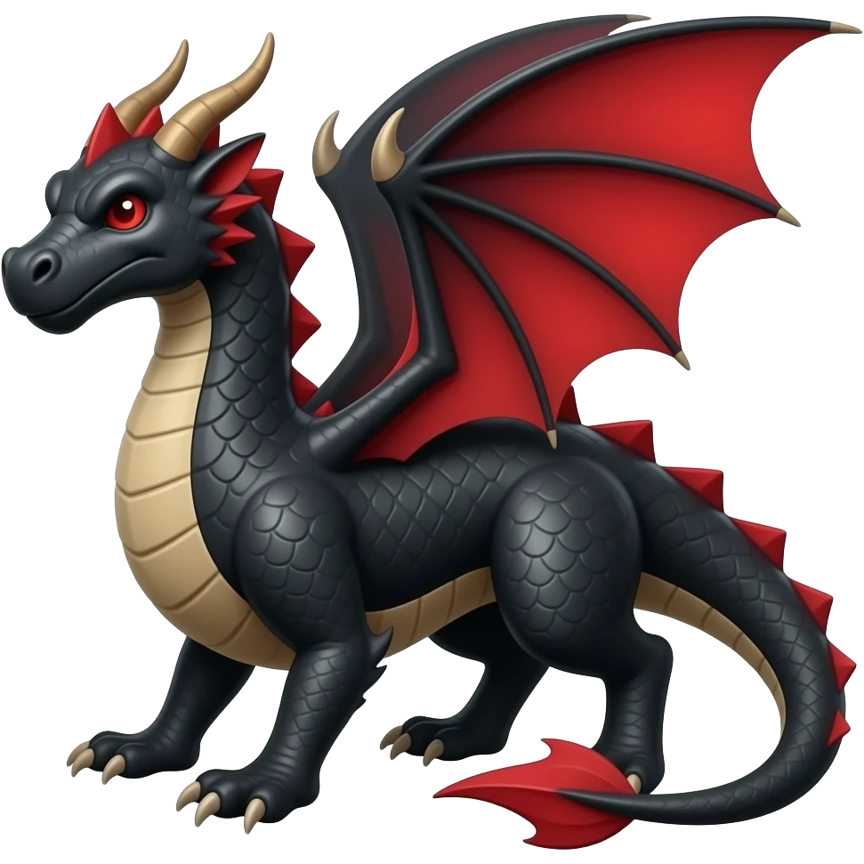 Black and red badge dragon in the middle emoji