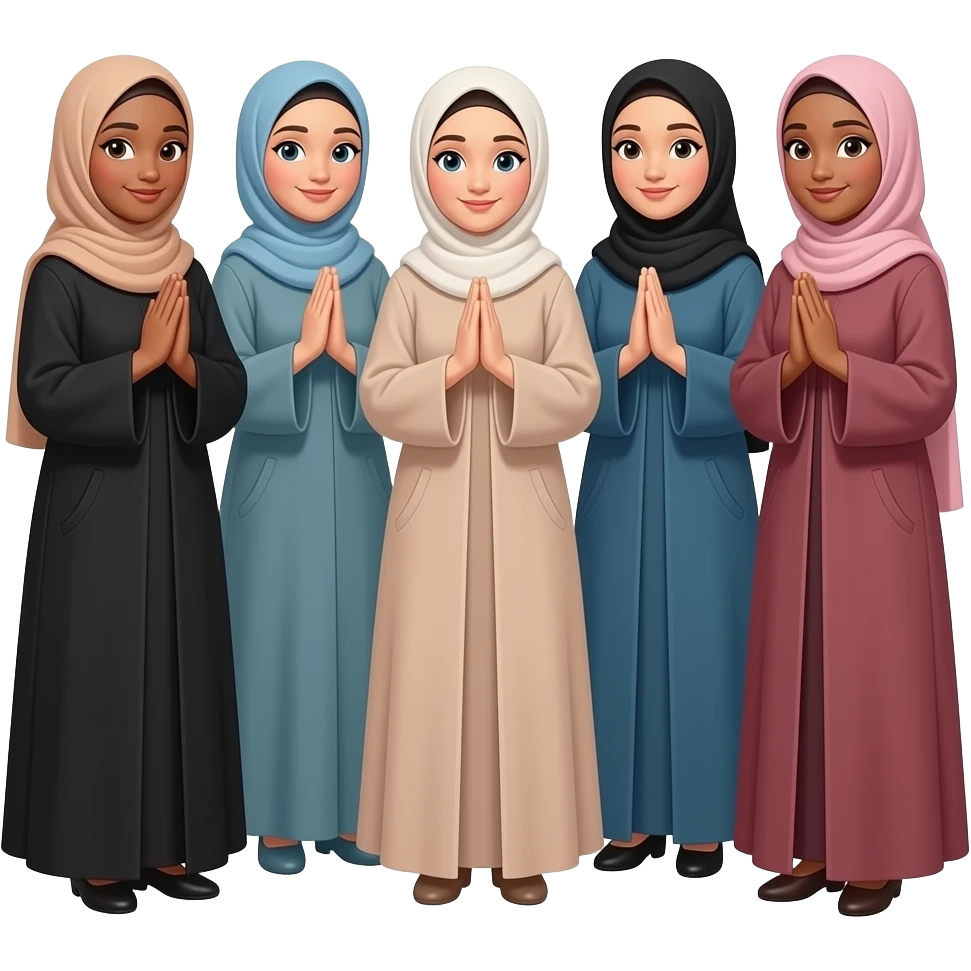 hijabi women wearing abaya are saying goodbaye emoji