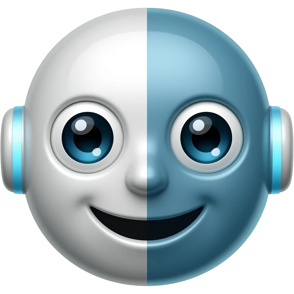 Un robot  🤖 con mitad de emoji normal 🙂 emoji