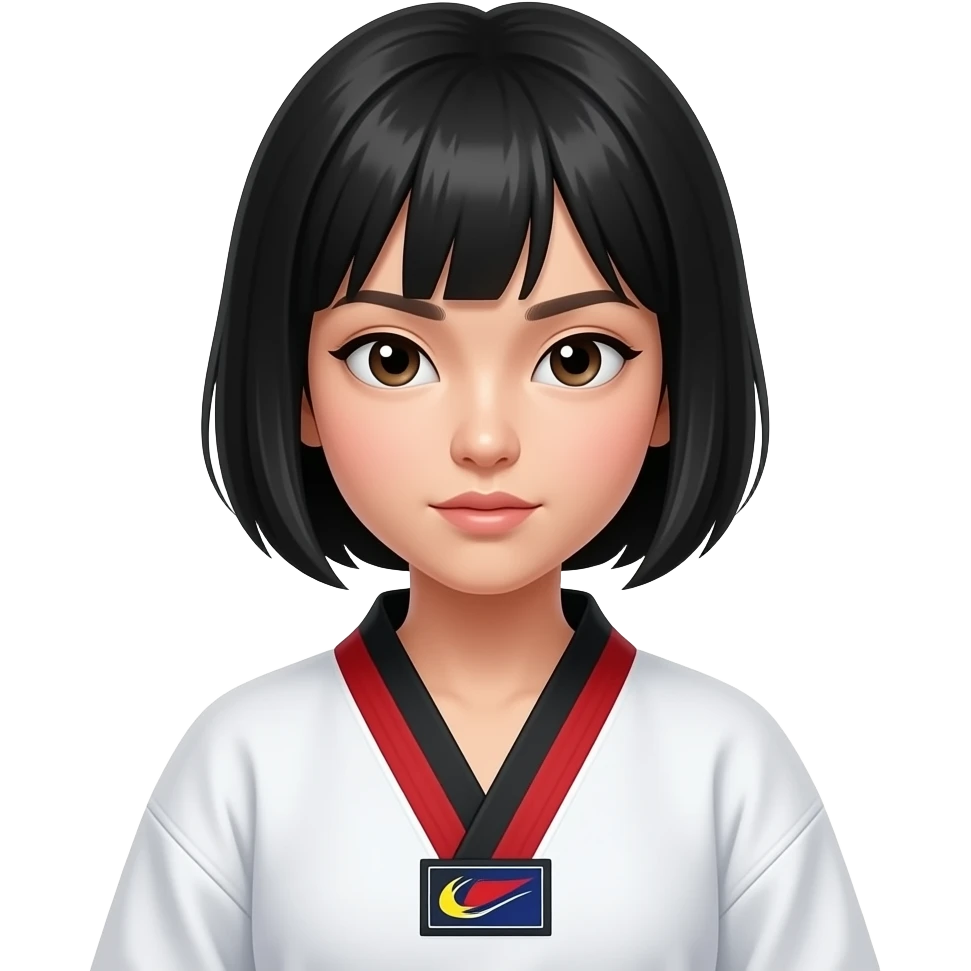 evil korean taekwondo girl emoji | AI Emoji Generator