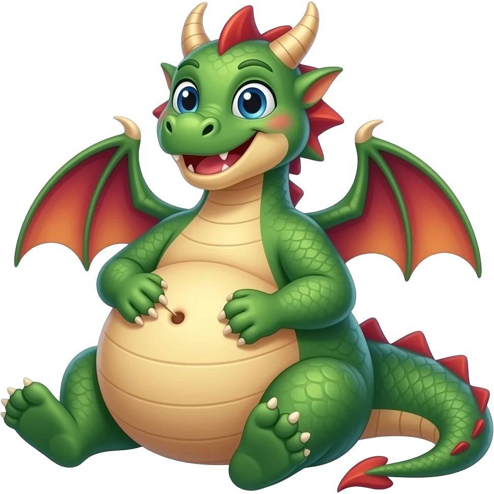 A lounging girl dragon,so fat & full that her heavy big round tummy looks pregnant,she is so bloated,how about a gentle tickle rub on her sensitive bellybutton to make her proudly giggle,what a fatty. emoji
