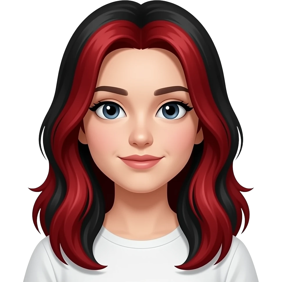 Make the girl have long red and black hair emoji