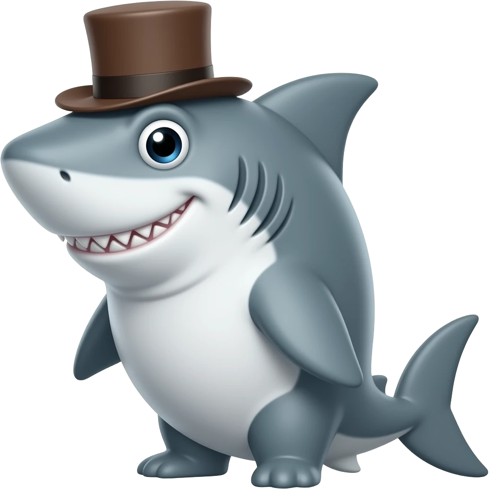 Shark with a top hat emoji