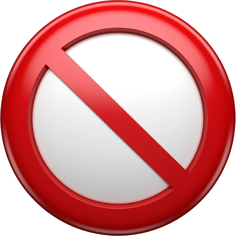 Red prohibition circle with diagonal slash, empty center. Classic emoji ...