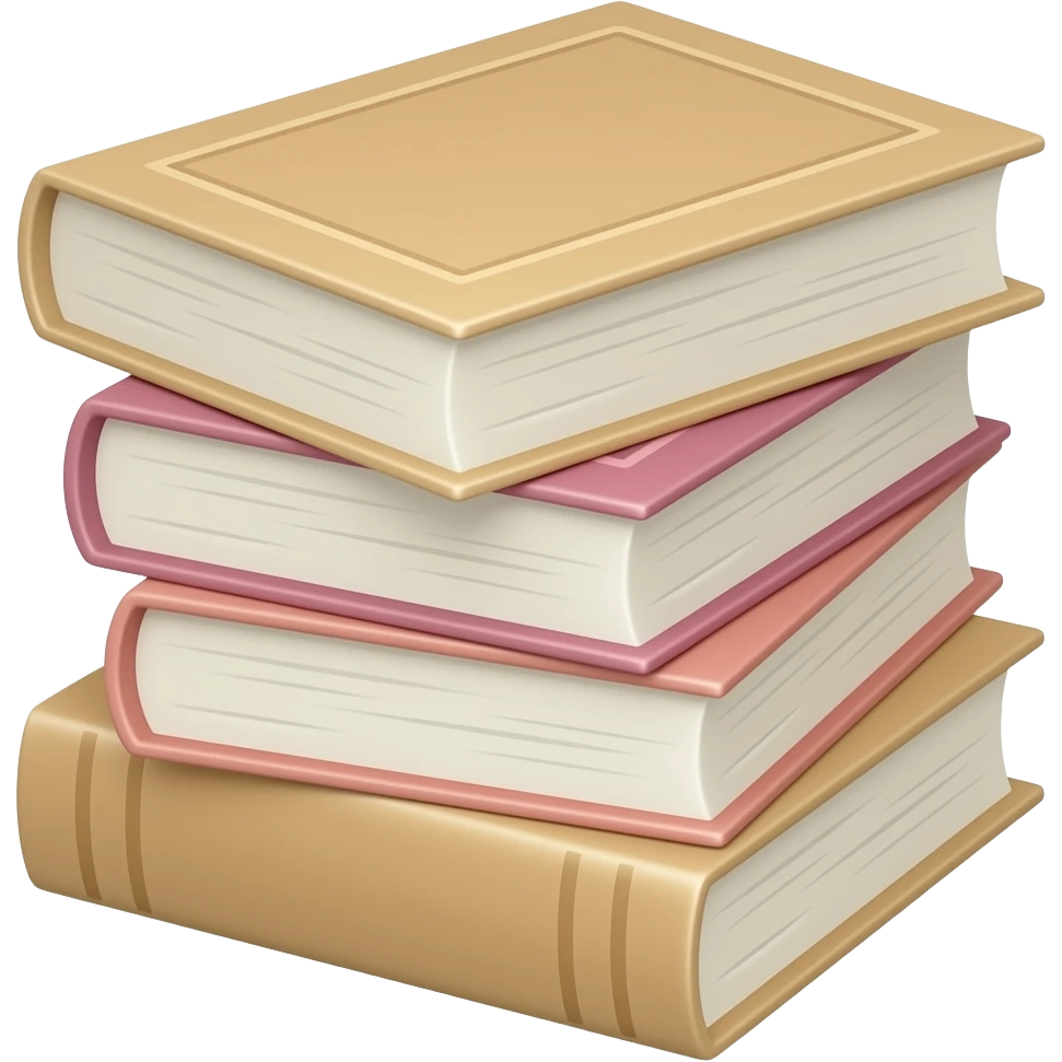 Стопка книг в бежевых и розовых обложках разложенные в хаотичном порядке emoji