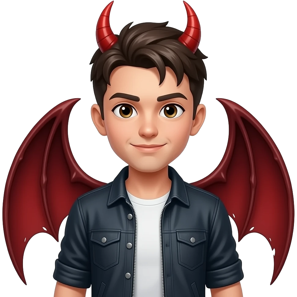 devil with wings, half body with clothes emoji