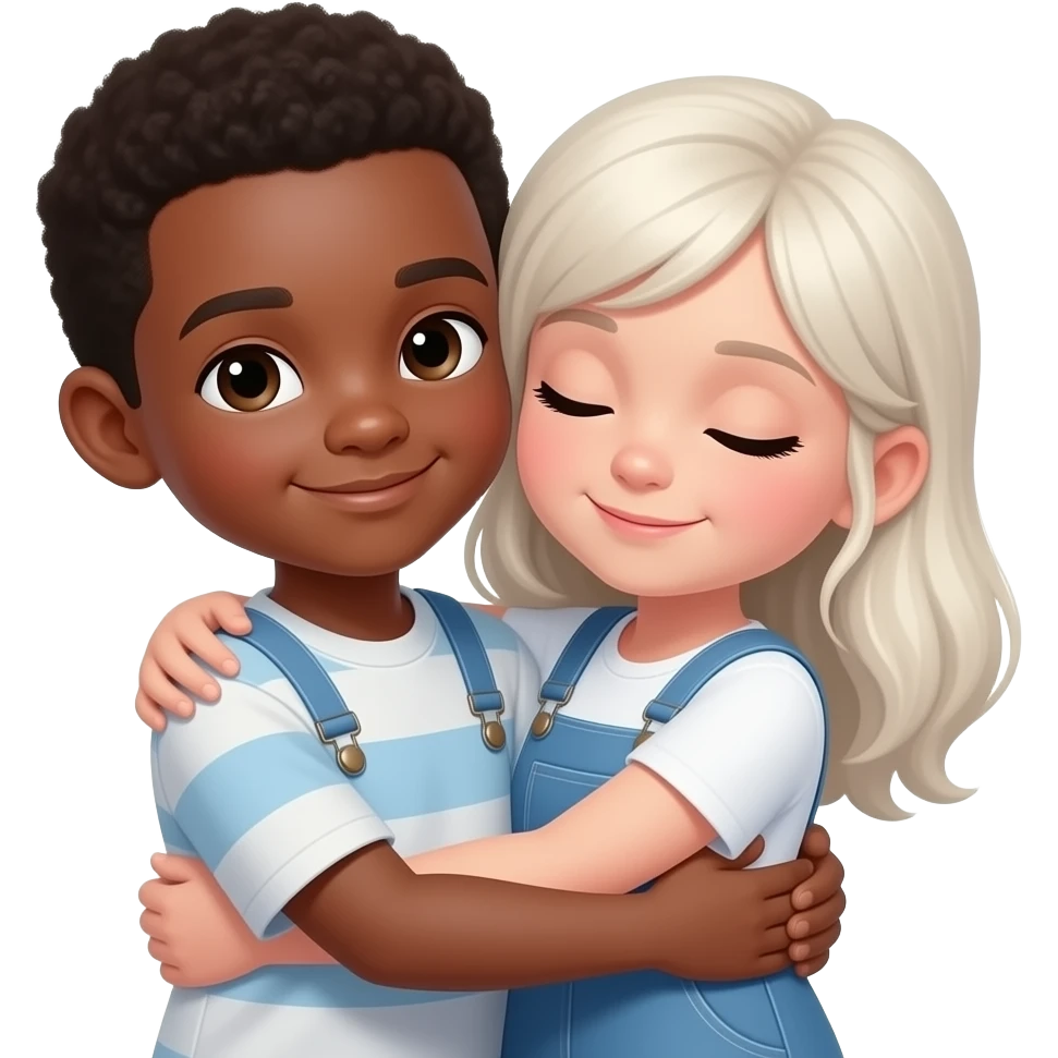 Темнокожий парень и белая девушка обнимаются крепко emoji