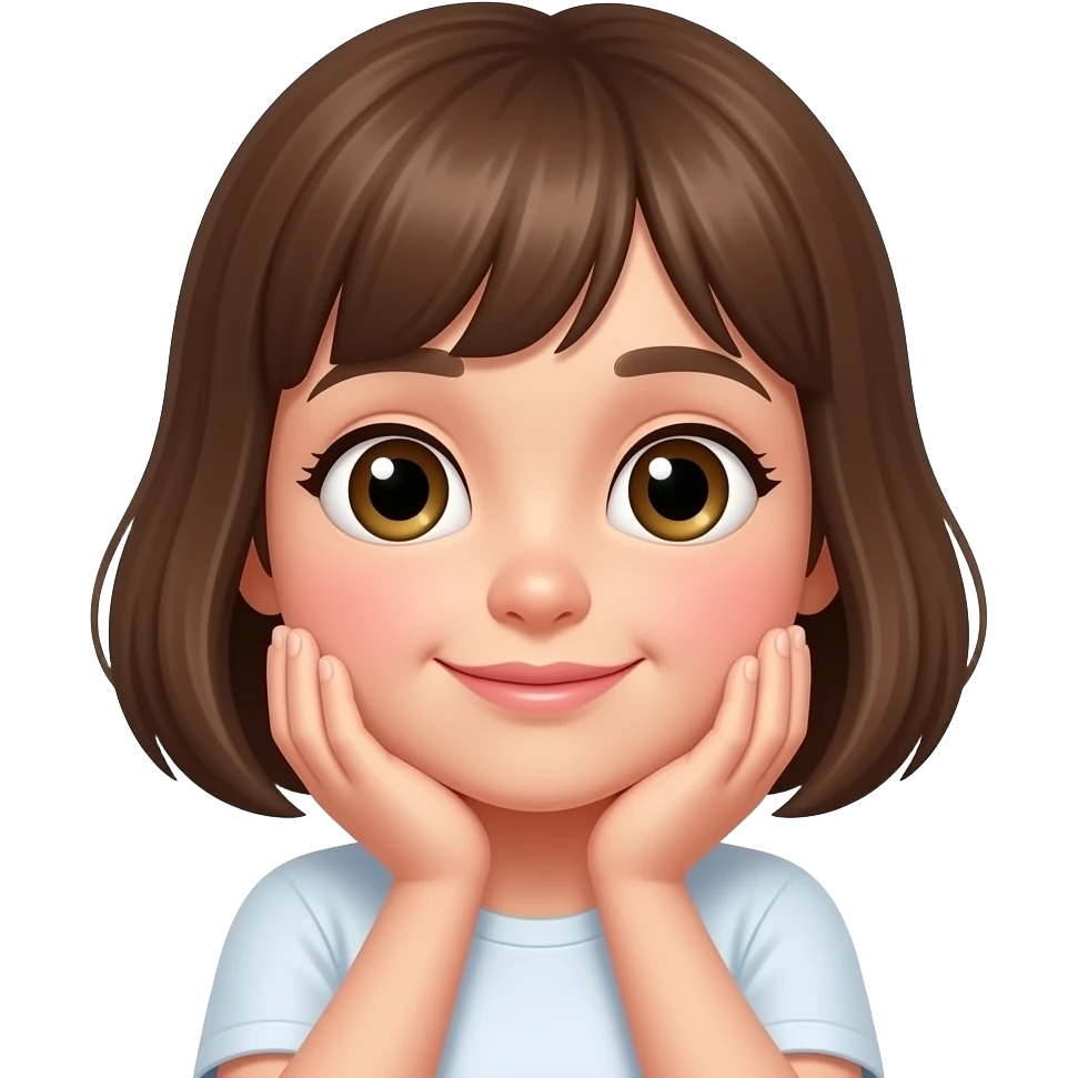 both hands under the chin looking innocent and make it a basick emoji emoji