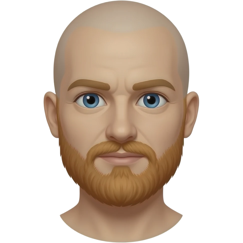 Bald dude with ginger beard and blue eyes emoji
