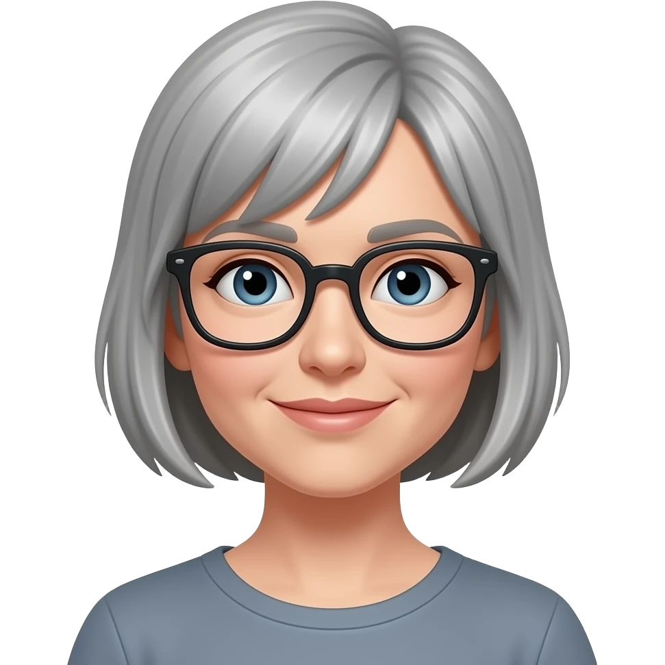 White woman grey short hair no glassses emoji