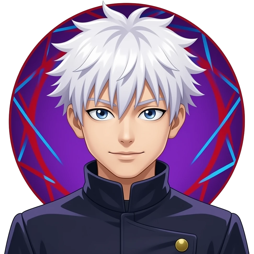 Give me gojo emoji with hollow purple in backside red and blue emoji