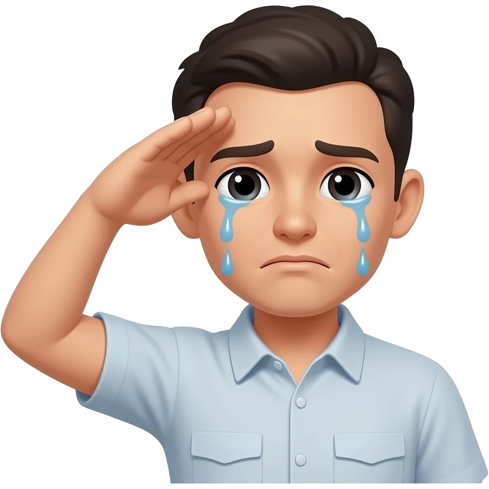 Saluting face crying emoji