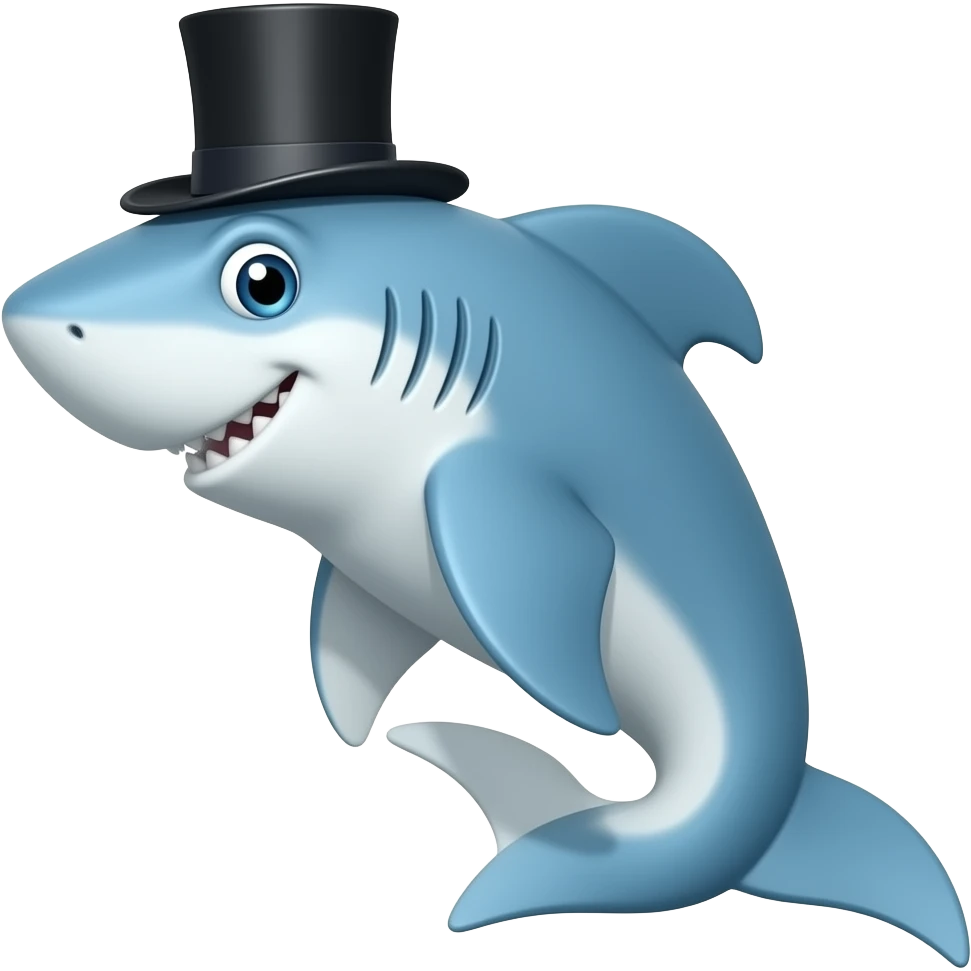 Shark with a top hat emoji