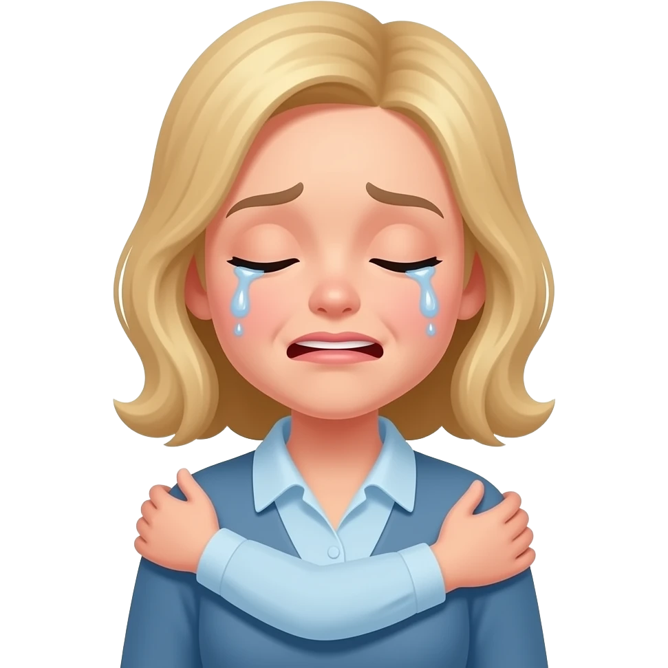 I miss you lady blonde hair, tears, empathetic hug emoji