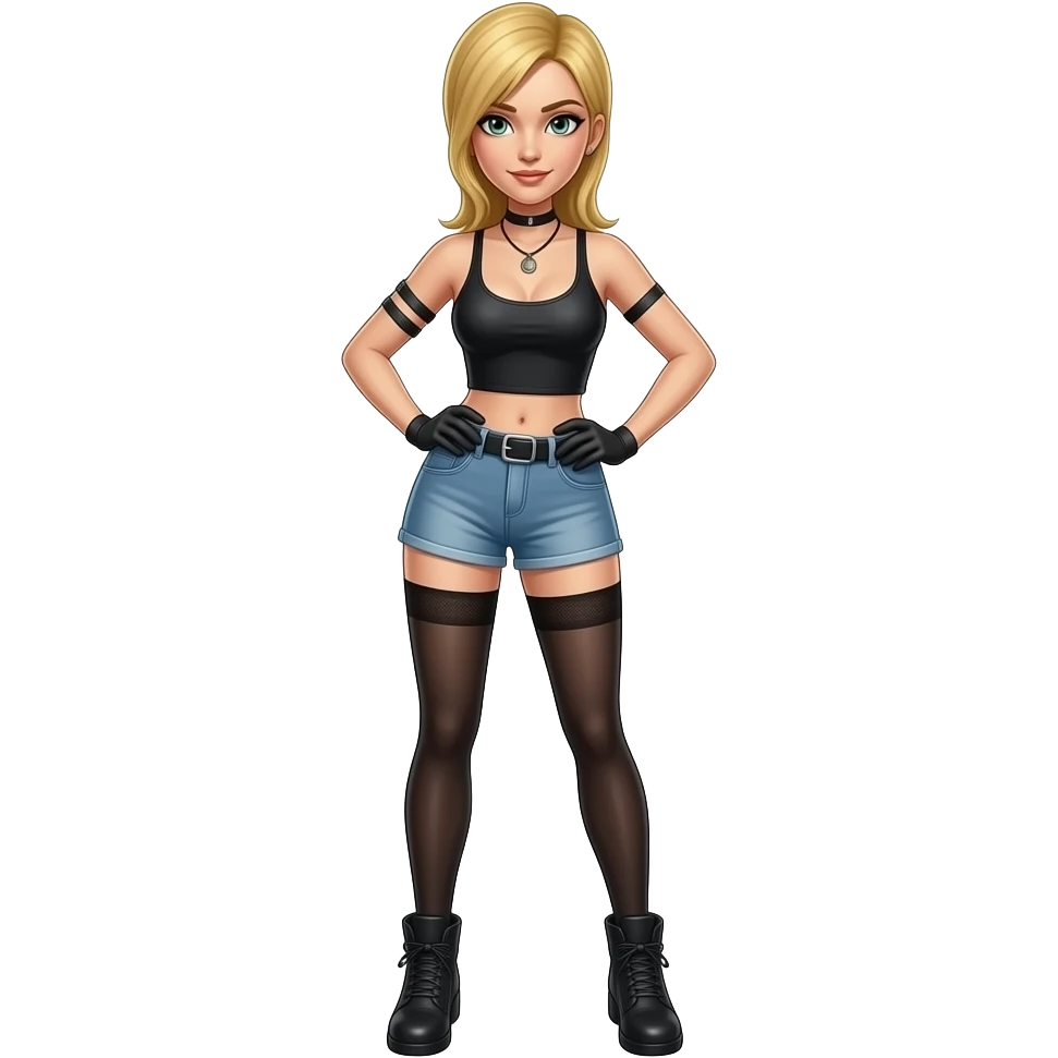 Acid Burn character from Hackers movie, (fullbody), Standing, sexy pose, using this head emoji