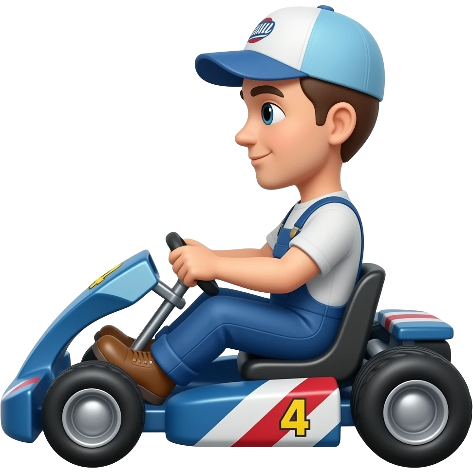 a plumber in a kart, side view emoji