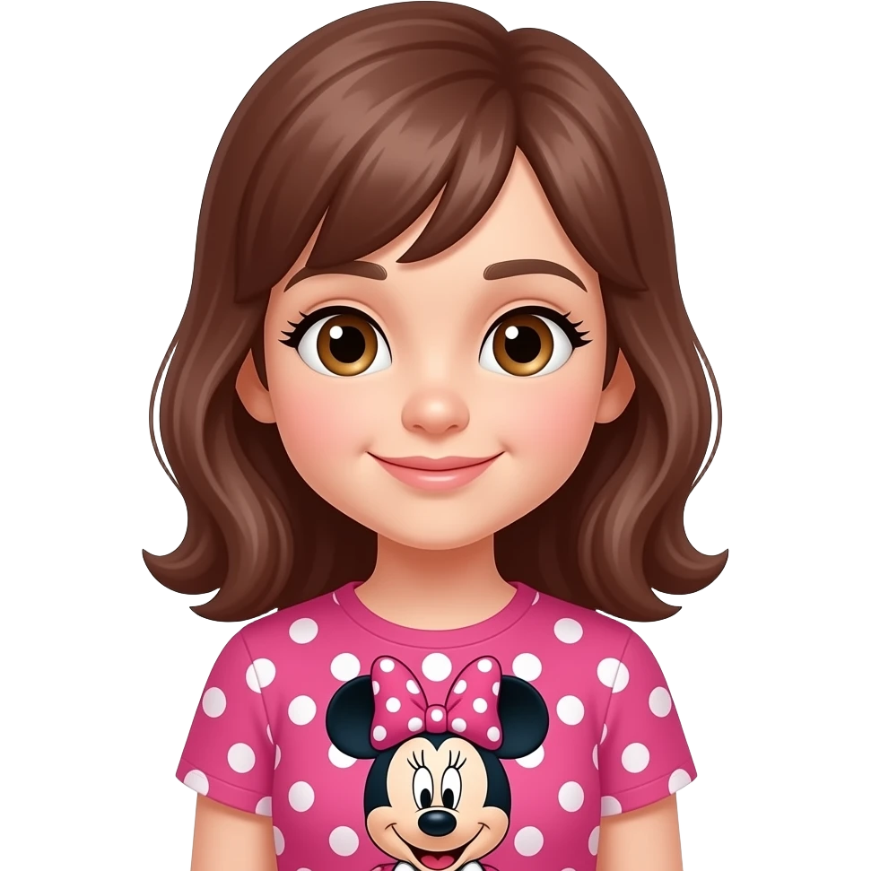A pink girl wears a pink minnie mouse white dots shirt emoji