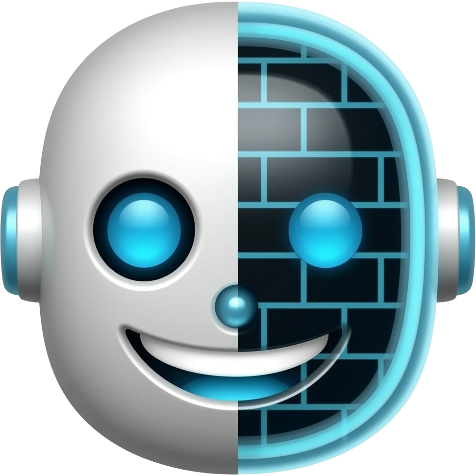 Un robot  🤖 con mitad de emoji normal 🙂 emoji