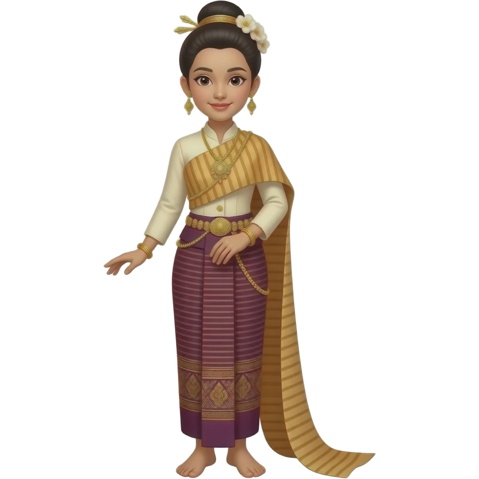 Create a Thái woman wearing traditional costume with whole body emoji