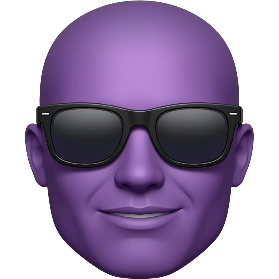 Purple ball face head emoji with dark glasses emoji