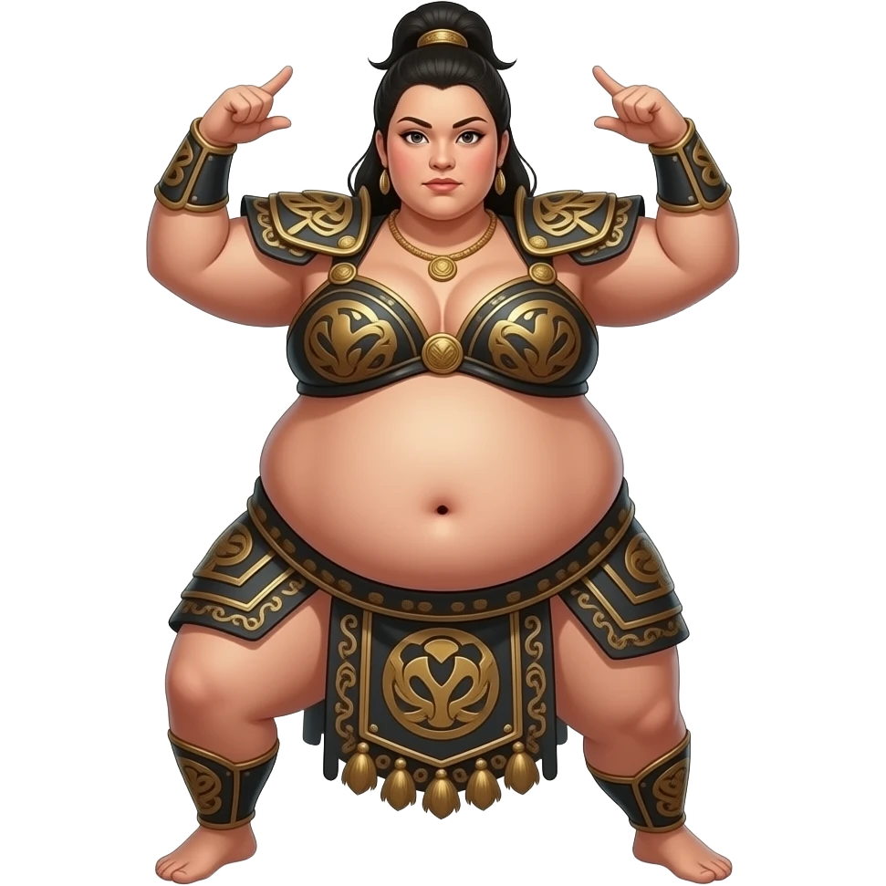 A female sumo warrior belly dancer,with a morbid obese midsection,her bellybutton peeps,her massive belly is bulging from being stuffed to the max after a luncheon buffet,She dances then her bouncy big tummy steals the spotlight. emoji