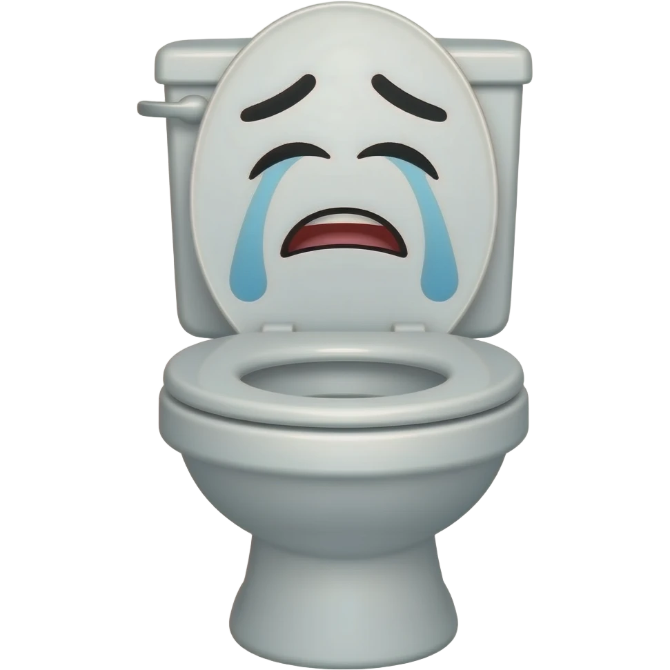 Funny face crying on a toilet seat emoji