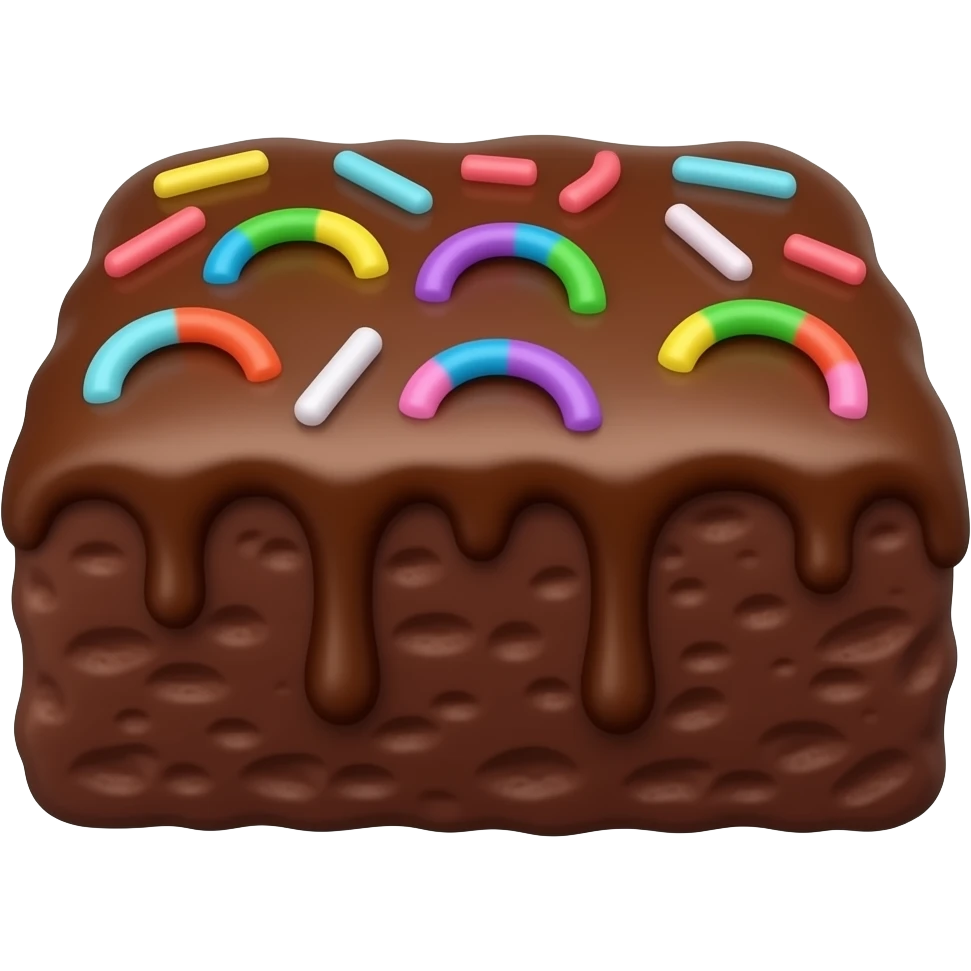 Brownie with pastel rainbow sprinkles on it emoji