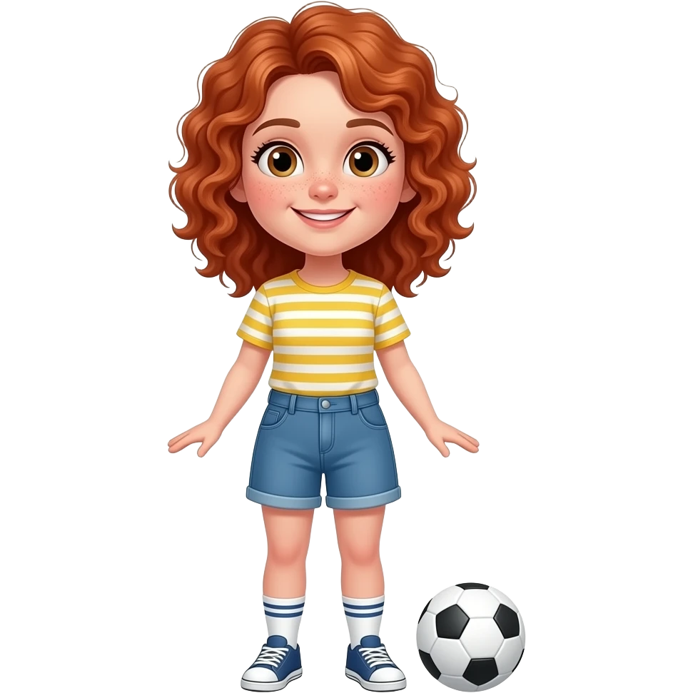 Fille rousse bouclés tâches de rousseur Horse-ball emoji