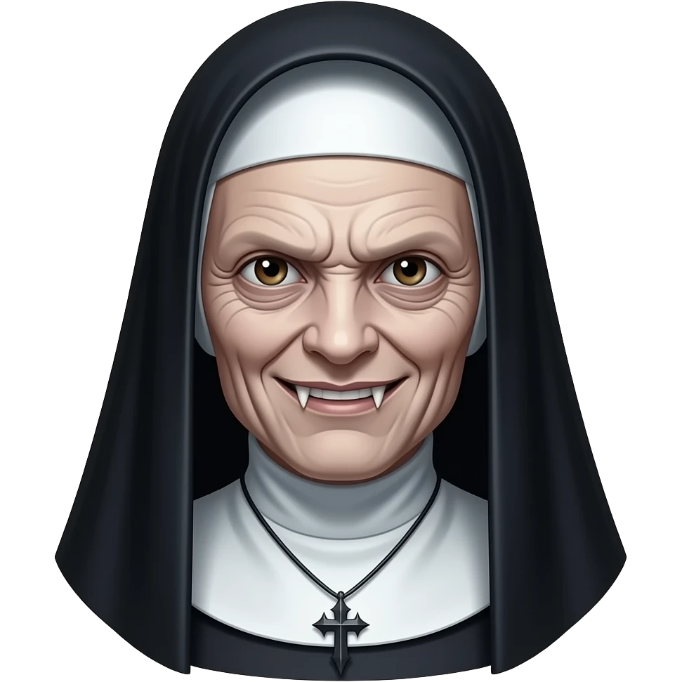 Valak, Evil nun, thing face, evil face, demonic face, white white wrinkled skin emoji