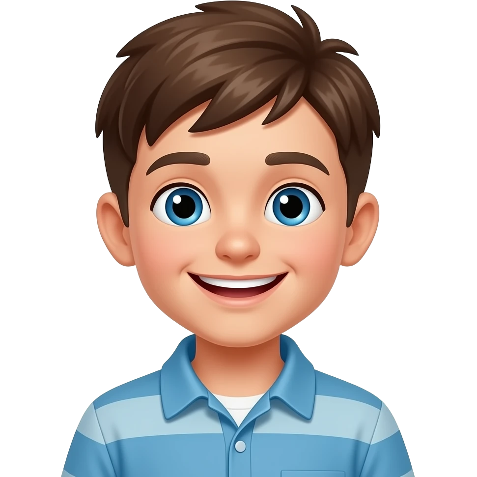 create me the same boy but without anything in his mouth, he is smiling emoji