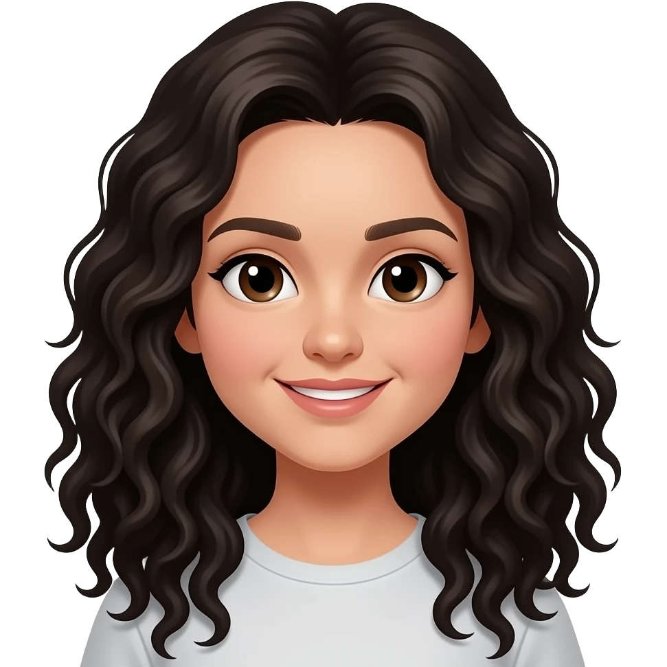 Dark curly hair long emoji