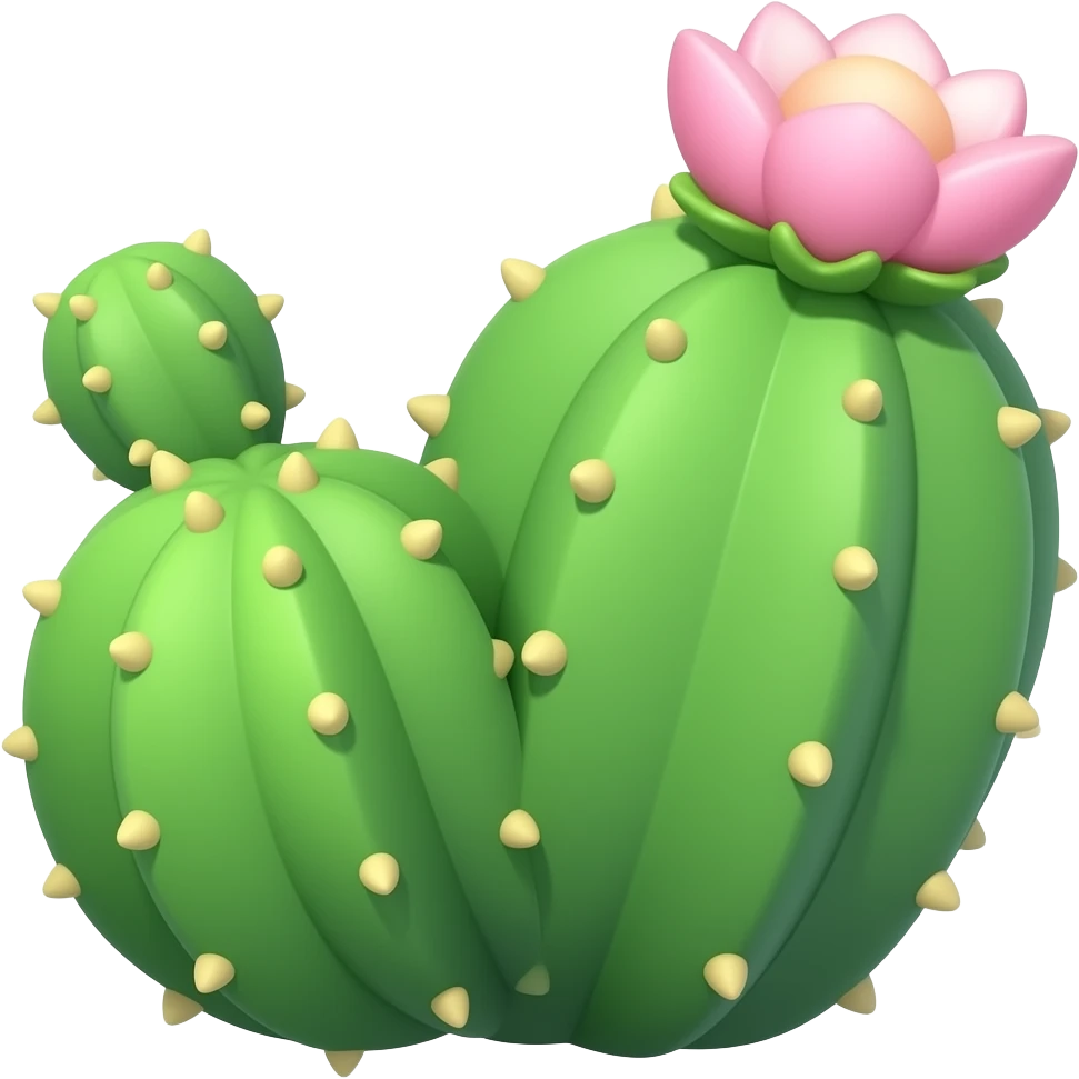 green cacti with a pink flower emoji