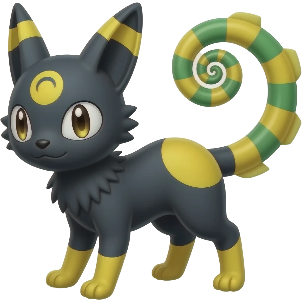 Furret-Umbreon-Litten-hybrid with a chameleon tail emoji