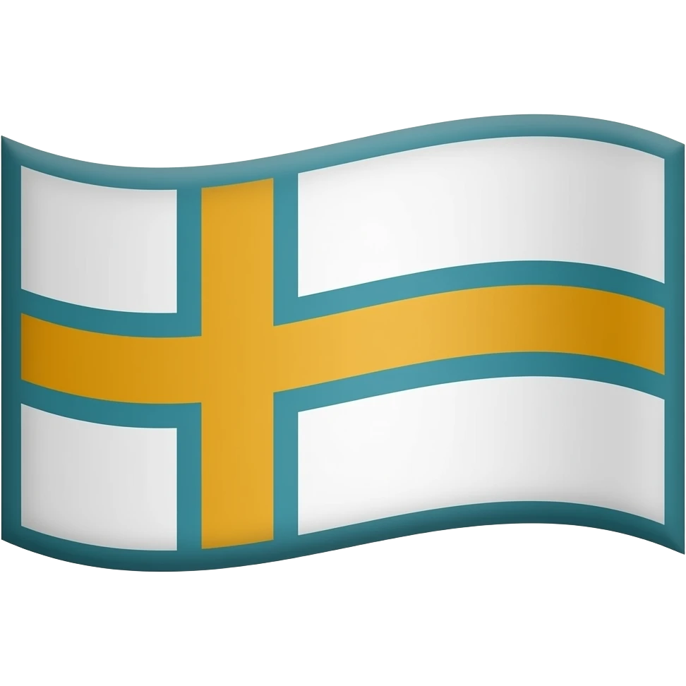 make a realistic flag emoji like 🇳🇴, but whit white background and an amber/gold cross with teal border emoji